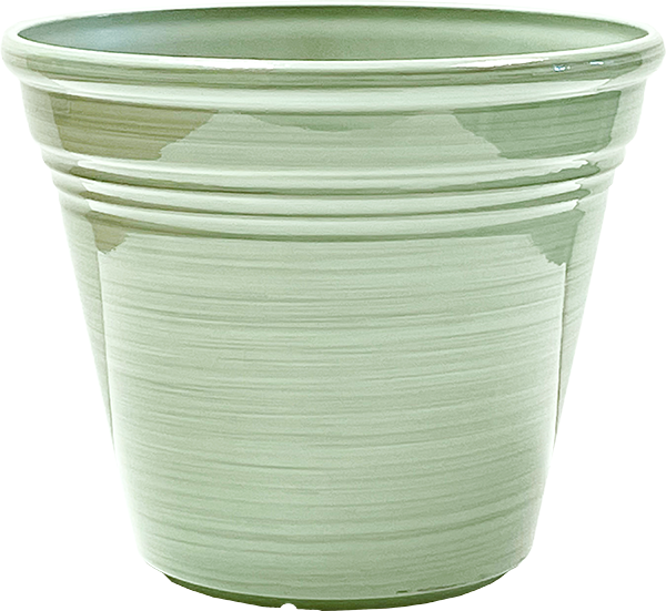 12 Inch Cassie Round Planter Sage with Lines – 24 per case - Decorative Planters